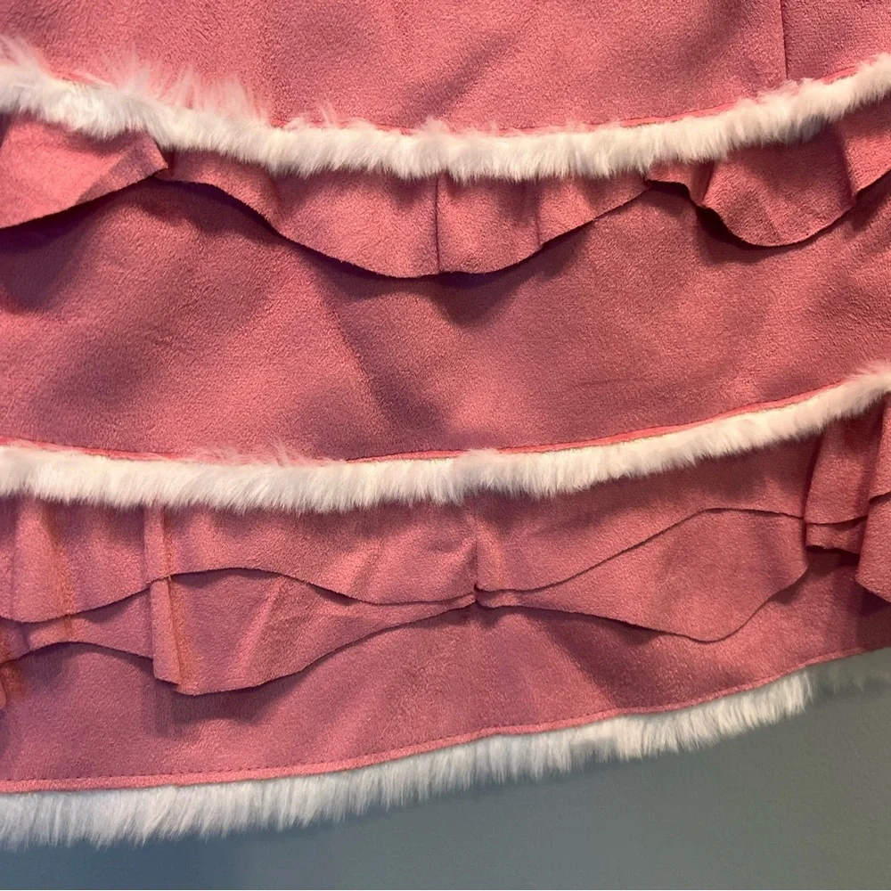 Donna Salyers' Fabulous Furs Girl's Pink Faux Suede & Fur Coat Size XS $140